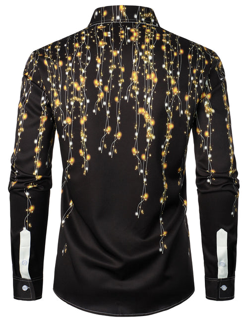 Men's New Year Eve Party Funny Cheers Champagne Celebration Button Black Long Sleeve Shirt