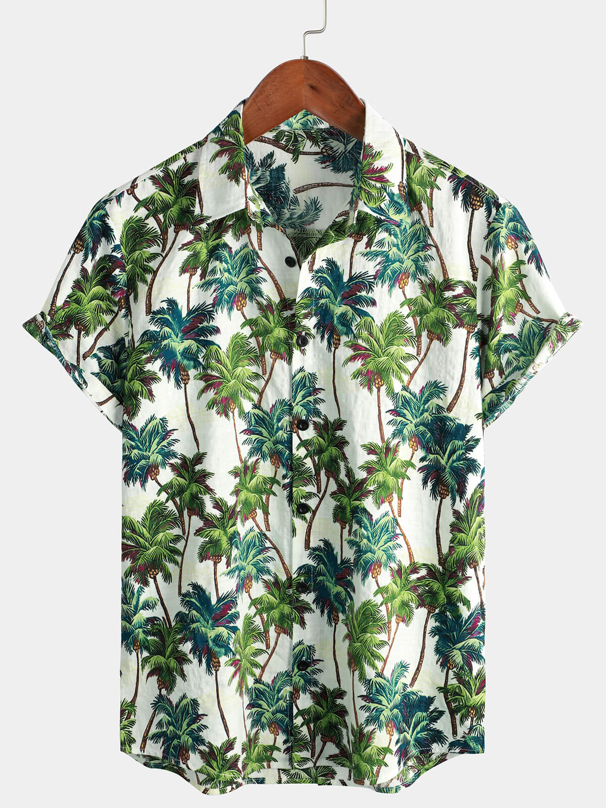 Men's Tropical Floral Print Summer Short Sleeve Palm Tree Vintage Hawaiian Shirt