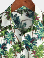 Men's Tropical Floral Print Summer Short Sleeve Palm Tree Vintage Hawaiian Shirt
