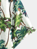 Men's Tropical Floral Print Summer Short Sleeve Palm Tree Vintage Hawaiian Shirt