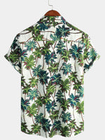 Men's Tropical Floral Print Summer Short Sleeve Palm Tree Vintage Hawaiian Shirt
