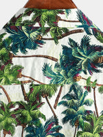 Men's Tropical Floral Print Summer Short Sleeve Palm Tree Vintage Hawaiian Shirt