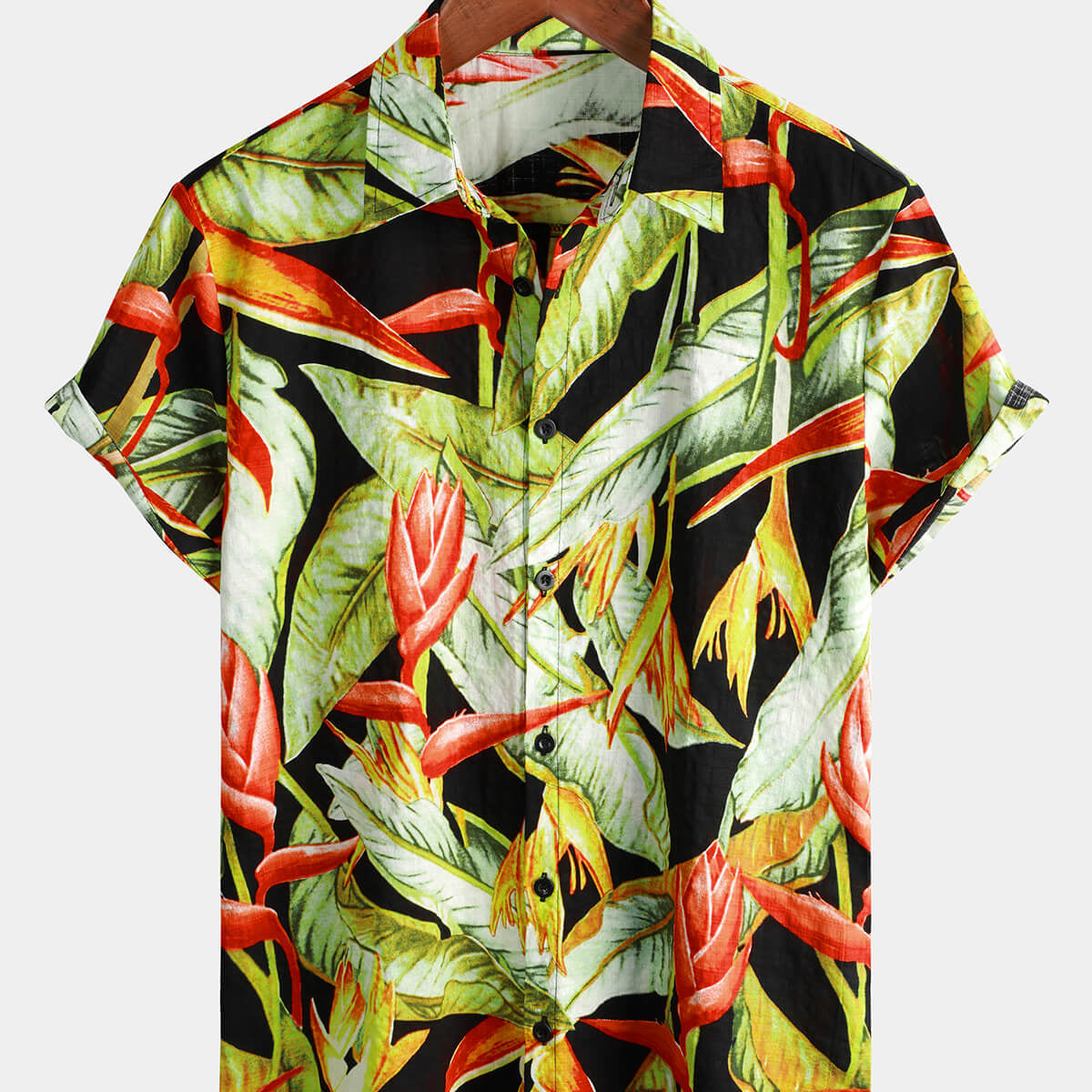Men's Tropical Floral Print Summer Short Sleeve Vintage Hawaiian Shirt