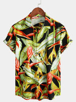 Men's Tropical Floral Print Summer Short Sleeve Vintage Hawaiian Shirt