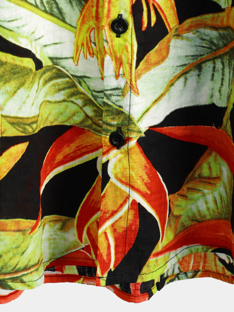 Men's Tropical Floral Print Summer Short Sleeve Vintage Hawaiian Shirt