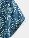 Men's Cotton 70s Leisure Vintage Blue Retro Resort Summer Beach Short Sleeve Button Up Shirt