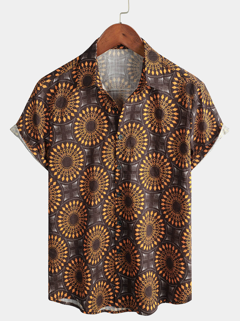 Men's Vintage Boho Short Sleeve Hawaiian Shirt