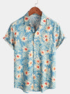 Bundle Of 2 | Men's Floral Cotton Daisy Flower Summer Beach Holiday Short Sleeve Hawaiian Shirts