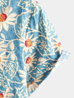 Bundle Of 2 | Men's Floral Cotton Daisy Flower Summer Beach Holiday Short Sleeve Hawaiian Shirts