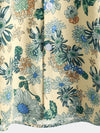Men's Cotton Vintage Green Floral Printed Retro Casual Button Up Cool Beach Short Sleeve Shirt