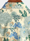 Men's Cotton Vintage Green Floral Printed Retro Casual Button Up Cool Beach Short Sleeve Shirt