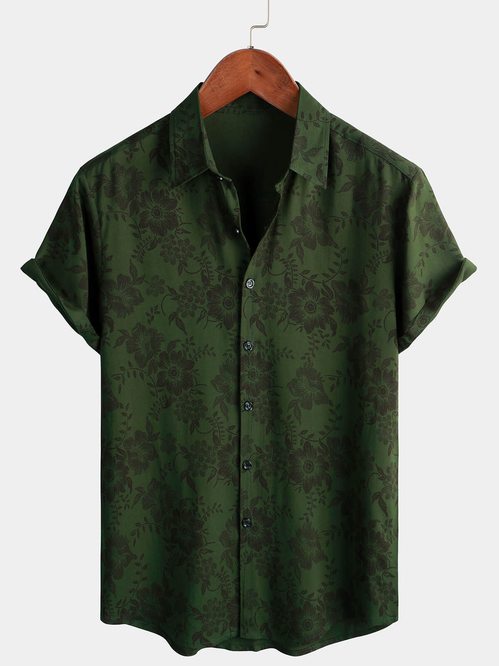 Men's Button-Up Dress Shirt - Tropical Macaw - Bright Green