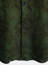 Men's Floral Dark Green Hawaiian Vintage Soft Rayon Beach Holiday Button Up Short Sleeve Shirt