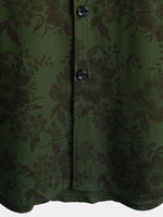 Men's Floral Dark Green Hawaiian Vintage Soft Rayon Beach Holiday Button Up Short Sleeve Shirt