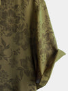 Men's Vintage Floral Green Short Sleeve Cool Retro 70s Summer Button Up Shirt