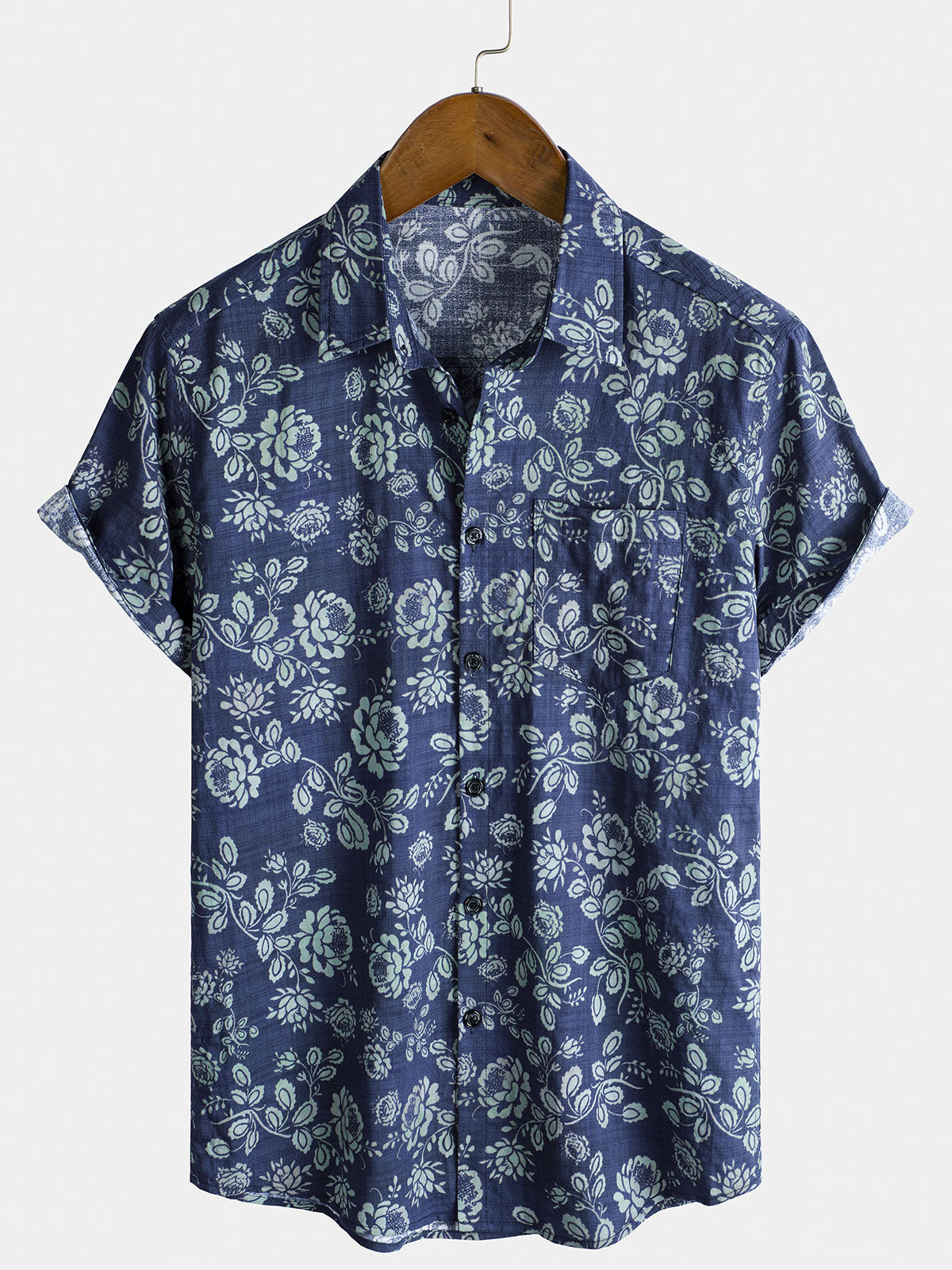 Men's Floral Print Button Up Short Sleeve Resort Shirt
