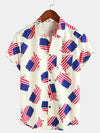 Men's 4th of July Print Holiday American Flag USA Patriotic Button Summer Short Sleeve Shirt