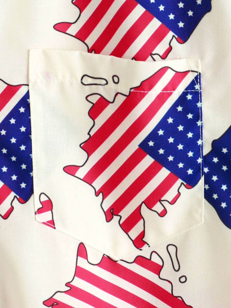 Men's 4th of July Print Holiday American Flag USA Patriotic Button Summer Short Sleeve Shirt