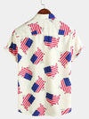 Men's 4th of July Print Holiday American Flag USA Patriotic Button Summer Short Sleeve Shirt
