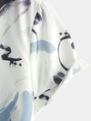 Men's Summer Casual Geometric Art Short Sleeve Holiday Button Up Shirt