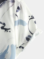 Men's Summer Casual Geometric Art Short Sleeve Holiday Button Up Shirt