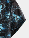 Men's Casual Blue Floral Skull Print Cool Button Short Sleeve Shirt