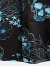 Men's Casual Blue Floral Skull Print Cool Button Short Sleeve Shirt
