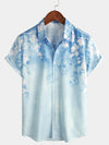 Men's Holiday Floral Flower Print Short Sleeve Button Up Summer Cruise Shirt