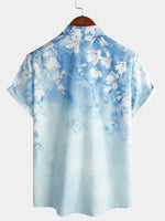 Men's Holiday Floral Flower Print Short Sleeve Button Up Summer Cruise Shirt