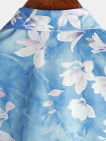 Men's Holiday Floral Flower Print Short Sleeve Button Up Summer Cruise Shirt