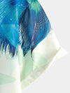 Men's Peacock Feather Print Gradual Texture Sleeve Button Up Shirt