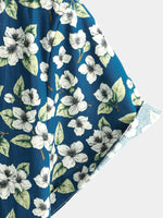 Men's Floral Cotton Summer Short Sleeve Button Up Beach Shirt