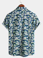 Men's Floral Cotton Summer Short Sleeve Button Up Beach Shirt