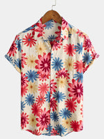Bundle Of 2 | Men's Floral Cotton Daisy Flower Summer Beach Holiday Short Sleeve Hawaiian Shirts