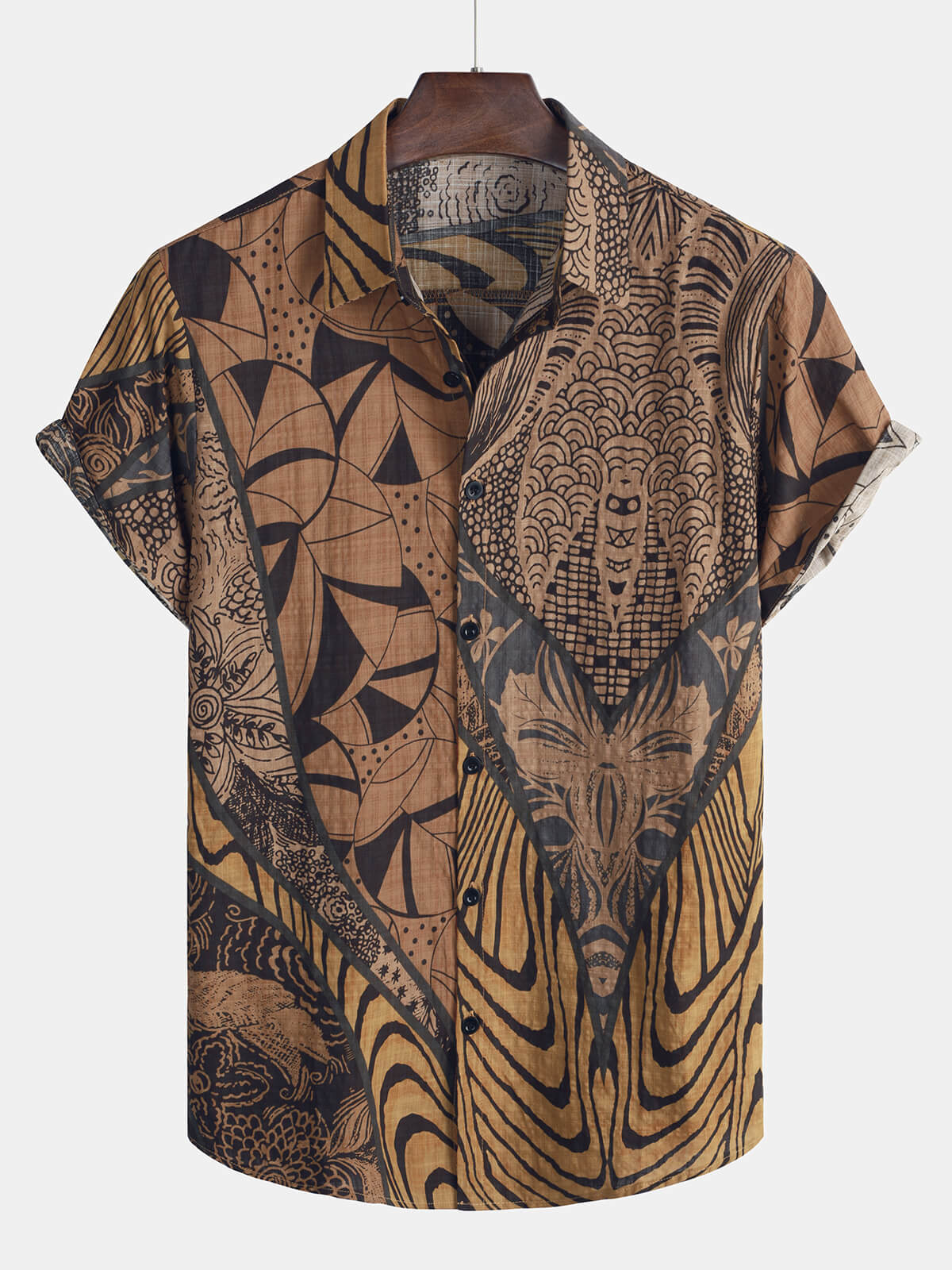 Men's Retro Holiday Summer Vintage Button Up Vacation Beach Short Sleeve Shirt