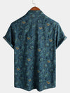 Men's Paisley Vintage Floral Retro Button Up Blue Summer Holiday Short Sleeve Shirt