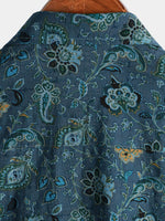 Men's Paisley Vintage Floral Retro Button Up Blue Summer Holiday Short Sleeve Shirt