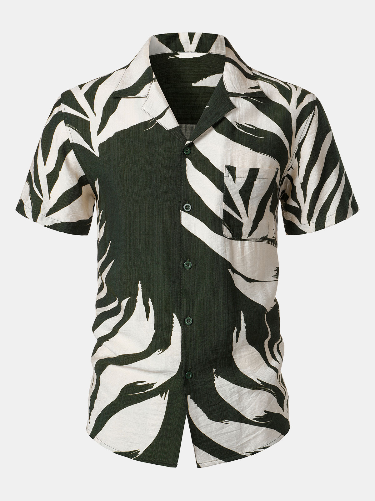 Men's Tropical Print Pocket Holiday Short Sleeve Shirt