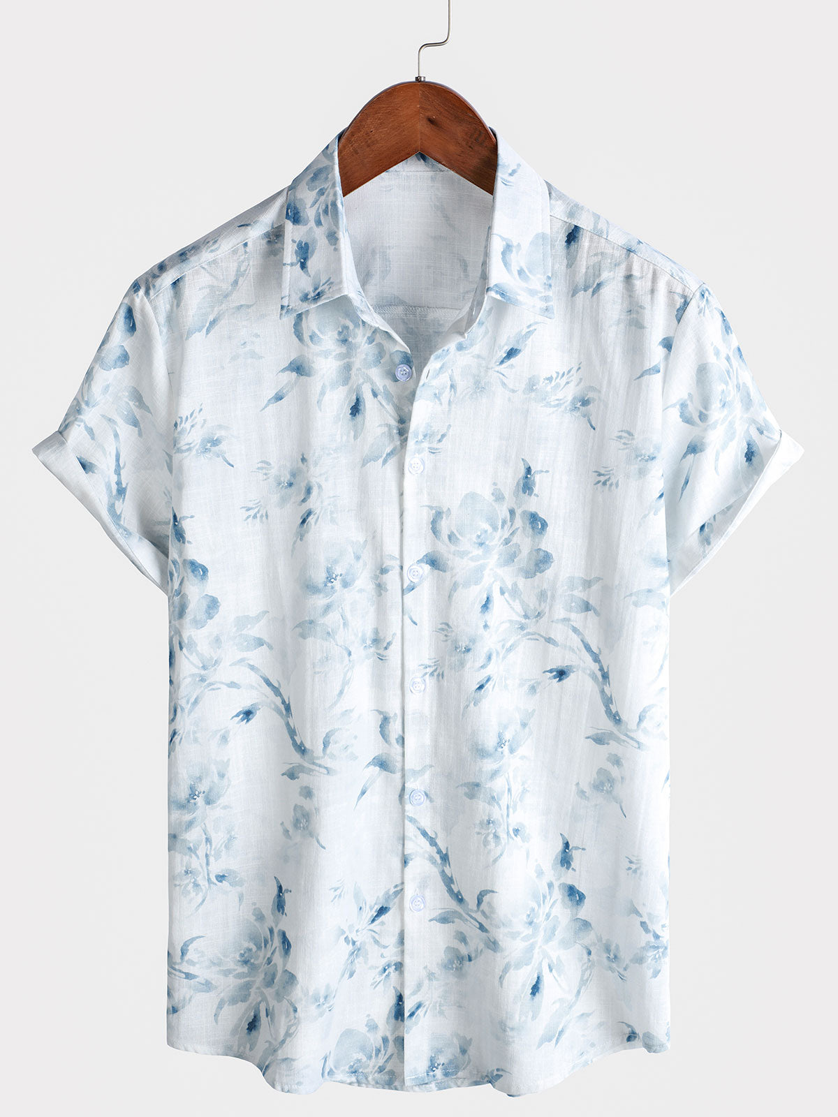 Men's Floral Holiday Casual Summer Short Sleeve Button Up Shirt