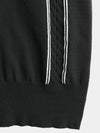 Men's Knit Casual Vintage Short Sleeve Striped Golf Polo Shirt