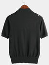 Men's Knit Casual Vintage Short Sleeve Striped Golf Polo Shirt