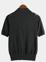 Men's Knit Casual Vintage Short Sleeve Striped Golf Polo Shirt