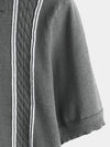 Men's Knit Casual Vintage Short Sleeve Striped Golf Polo Shirt