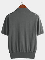 Men's Knit Casual Vintage Short Sleeve Striped Golf Polo Shirt