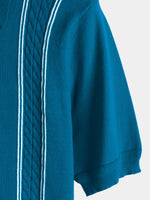 Men's Knit Casual Vintage Short Sleeve Striped Golf Polo Shirt