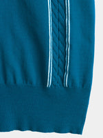 Men's Knit Casual Vintage Short Sleeve Striped Golf Polo Shirt