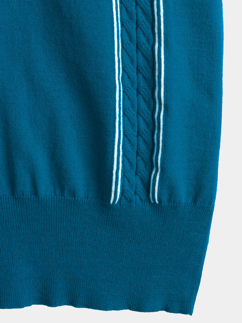 Men's Knit Casual Vintage Short Sleeve Striped Golf Polo Shirt