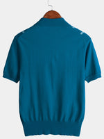 Men's Knit Casual Vintage Short Sleeve Striped Golf Polo Shirt