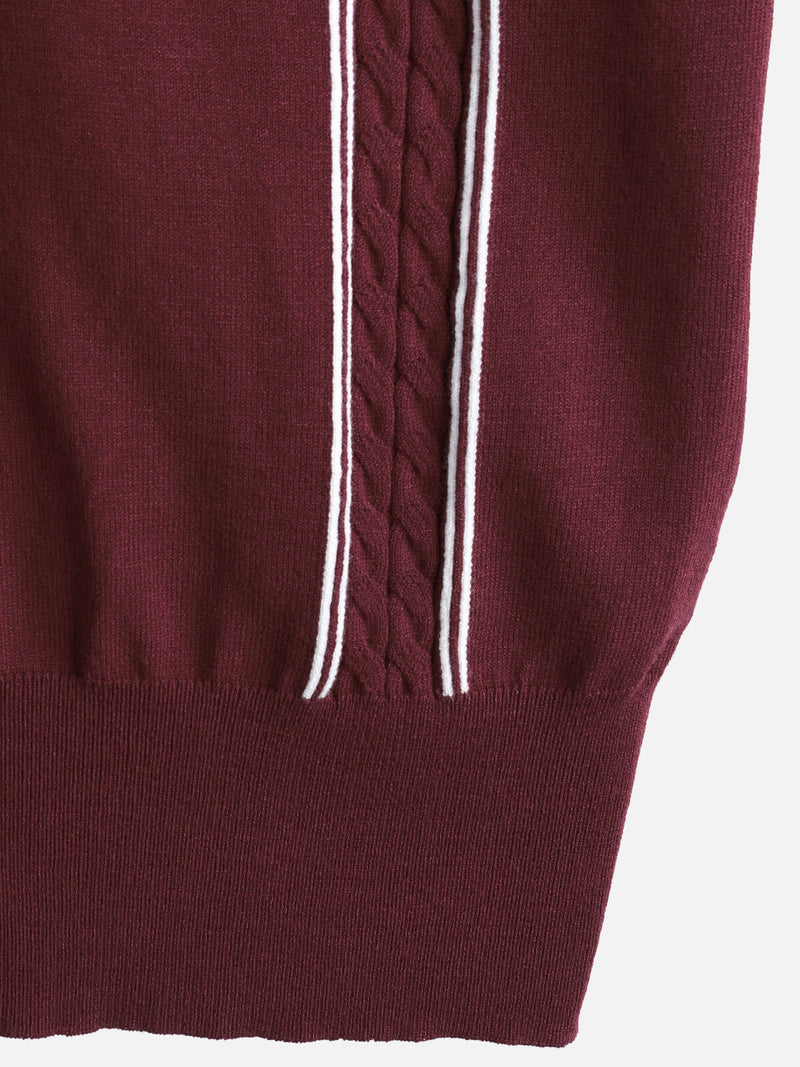 Men's Casual Vintage Knit Short Sleeve Striped Golf Polo Shirt