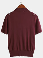 Men's Casual Vintage Knit Short Sleeve Striped Golf Polo Shirt